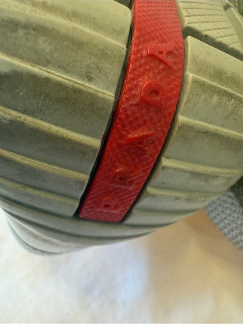 Prada Olive Patent & Light Gray Mesh America’s Cup Trainers with Red Logo - Picture 6 of 6